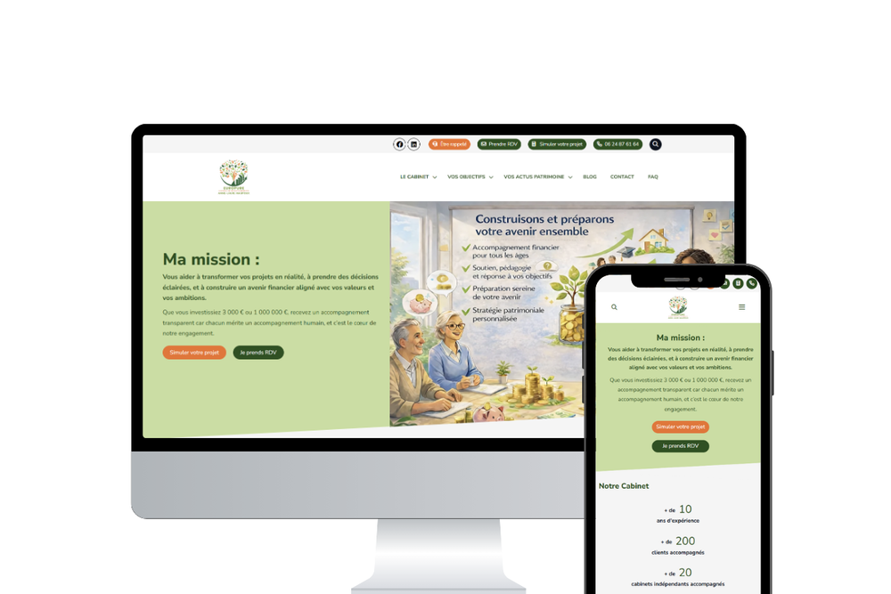 Visuel du site internet version bureau et mobile